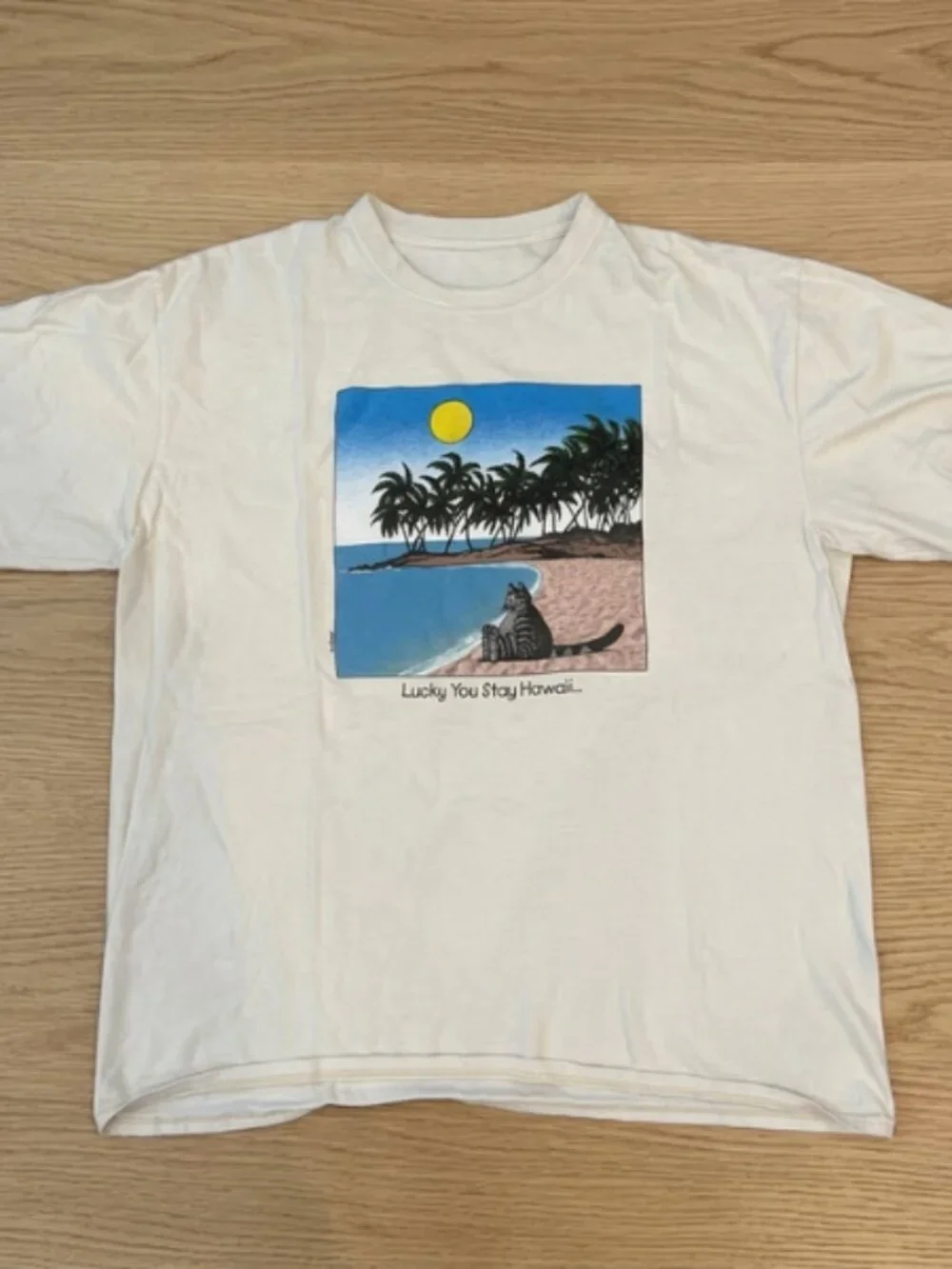 Unisex Kliban Crazy Hawaii Cat Tee Adult Coconut Dyed 90s Y2K T -shirt